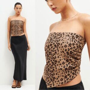 Reformation | 100% Linen Dillon Strapless‎ Bandana Tube Top Minx Cheetah Print